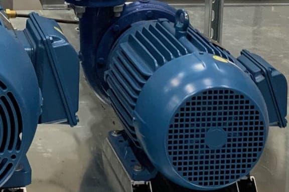 Close up of a blue Hoover Pump