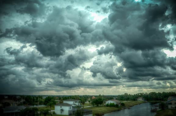 Dark clouds above a housing estate in Florida