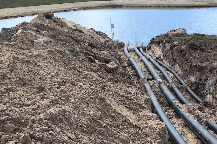 irrigation pipes and lake k2