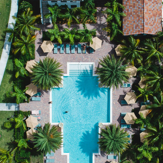 Poolside in a hotel resort