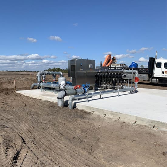 A Hoover Irrigation Pump Station getting installed by the Hoover team