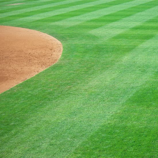 Neatly cut lines of grass on a baseball field