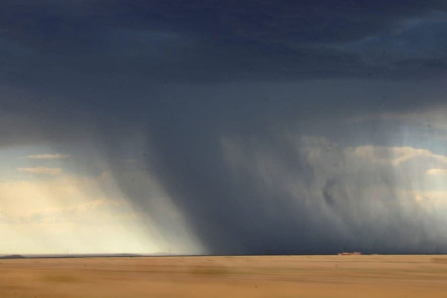 Heavy rainfall over fields