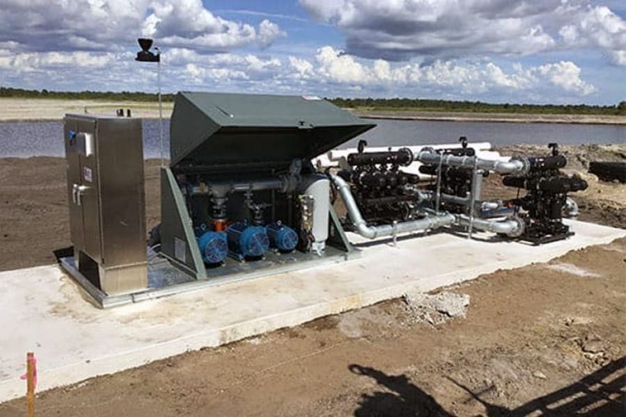 Water irrigation pump station being installed