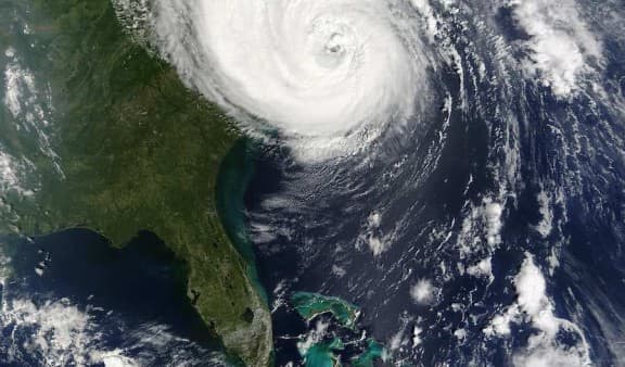 Planet earth view showing the development of a hurricane near the state of Florida