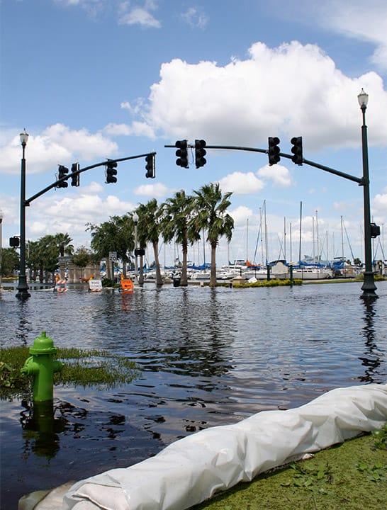 Flooded road in Florida