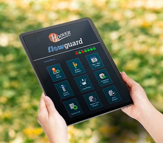 The Hoover Flowguard system dashboard on a tablet