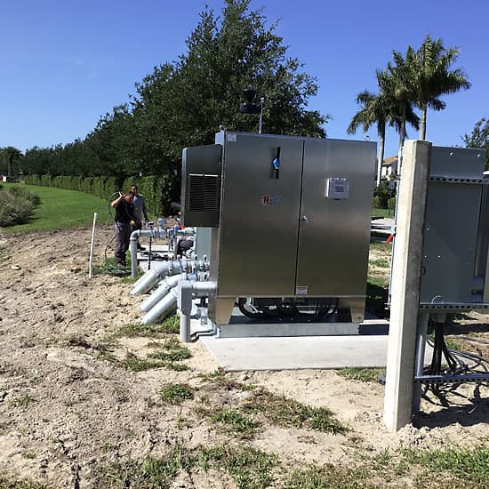 Pump station getting installed on location by the Hoover team