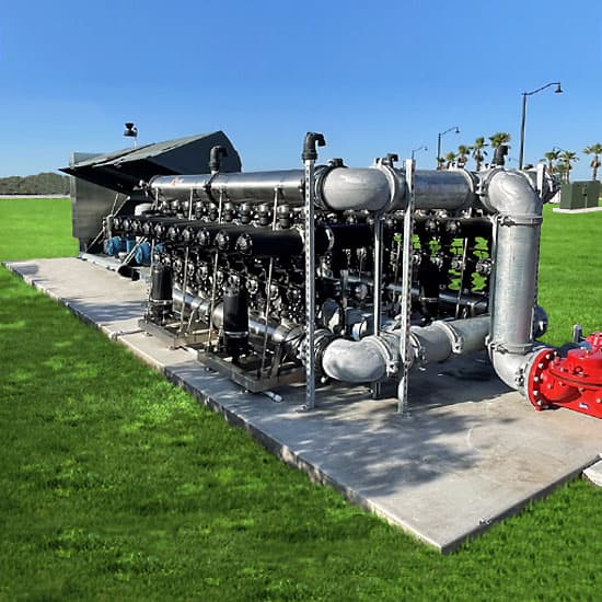 A Hoover Irrigation Pump System installed surrounded by grass