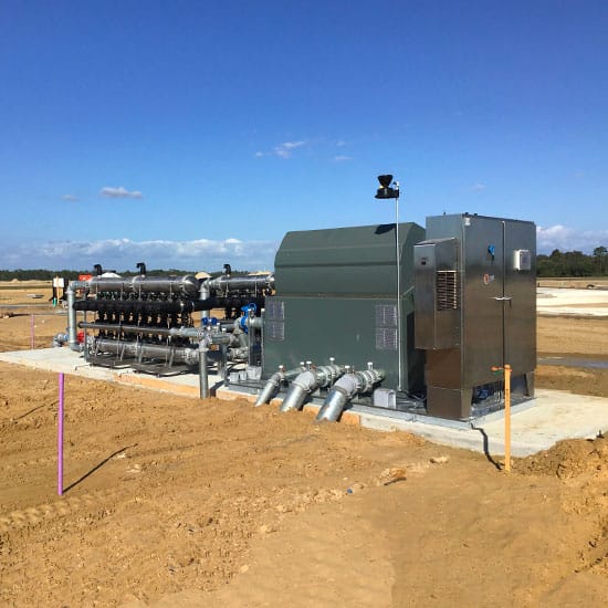 A Hoover Irrigation Pump Station installed with no grass grown around