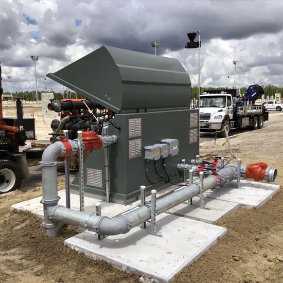 The rear view of a Hoover Irrigation Pump Station being installed