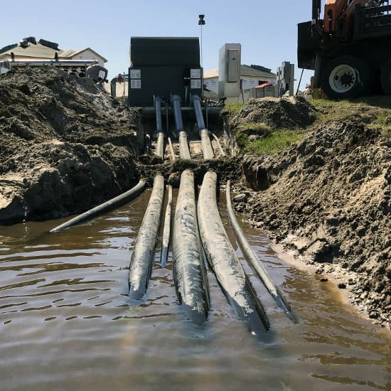 Pipelines from an Irrigation Pump Station leaving the pump and into the water resource